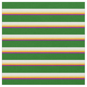 Lila, orange, tan, weiß und dunkelgrüne Linien Stoff