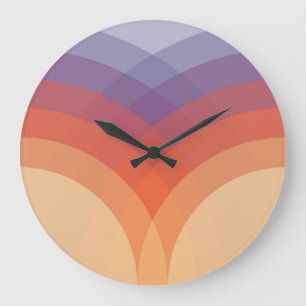 Lila, orange und blaue farbenfrohe Pastellbögen Große Wanduhr