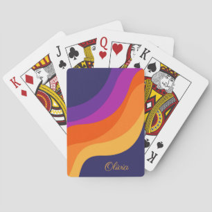 Lila orange und gelbe retro diagonale Wellen Spielkarten