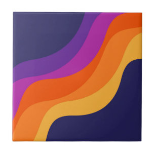 Lila orange und gelbe Retrodiagonale Fliese