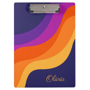 Lila orange und gelbe Retrodiagonale Klemmbrett