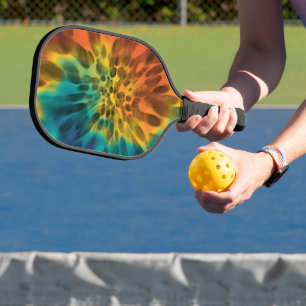 Lila-orange-weiße Gefärbte Krawatte Pickleball Schläger