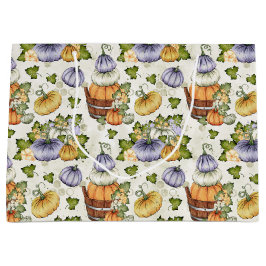 LILA ORANGE WHITE FALL PUMPKINS GROßE GESCHENKTÜTE