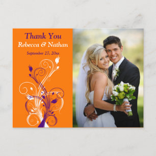 Lila Orange White Floral Vielen Dank Foto Postcard Postkarte