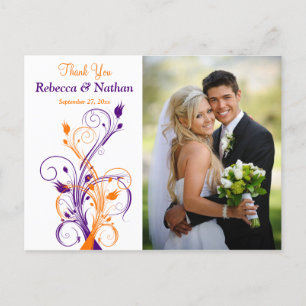 Lila Orange White Floral Vielen Dank Foto Postcard Postkarte