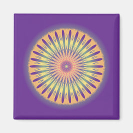Lila Orange Yellow Psychedelic Mandala Magnet