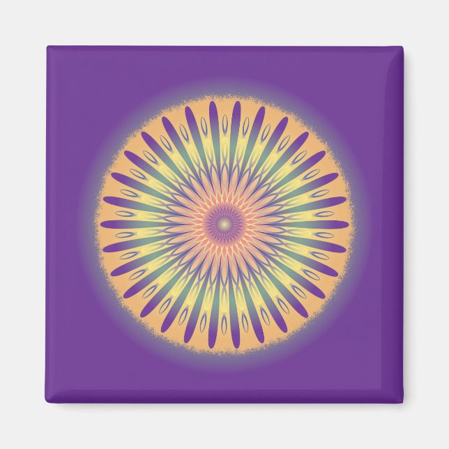 Lila Orange Yellow Psychedelic Mandala Magnet (Vorne)