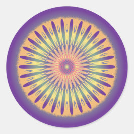 Lila Orange Yellow Psychedelic Mandala Runder Aufkleber
