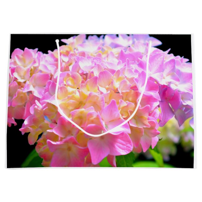 Lila-orangefarbene Hydrangeas Große Geschenktüte (Vorderseite)