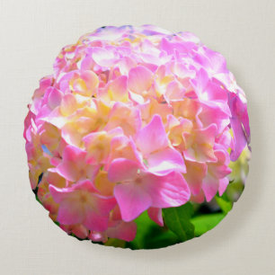 Lila-orangefarbene Hydrangeas Rundes Kissen