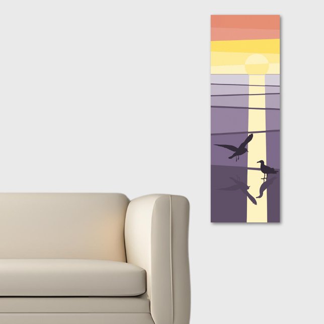 Lila Orangefarbene Seevögel am Lago Maggiore Kunst Poster (Purple Orange Seabirds at Shore Vector Art Poster)