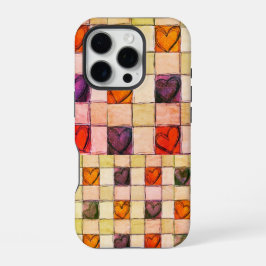 Lila Orangenherzen Gingham iPhone Gehäuse iPhone 16 Pro Hülle