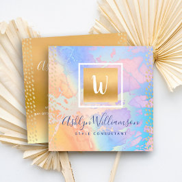 Lila Orangenmonogramm Quadratische Visitenkarte