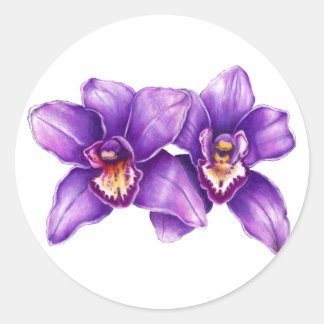 Lila Orchid Art Sticker