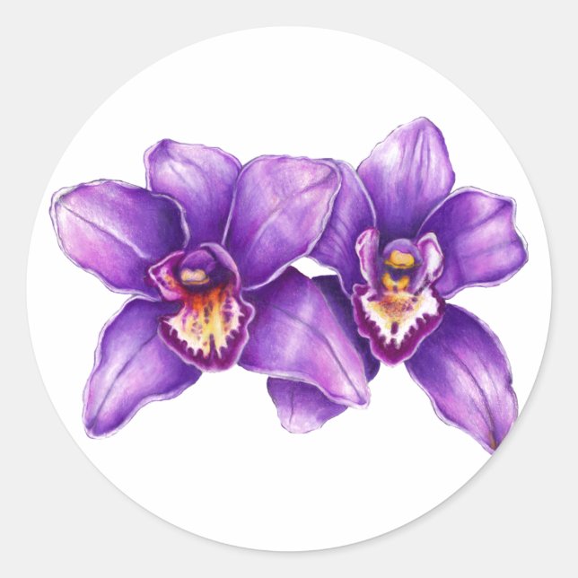 Lila Orchid Art Sticker (Vorderseite)