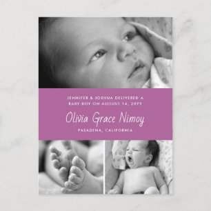 Lila Orchid-Birnen-Ankündigung Baby-Foto Ankündigungspostkarte