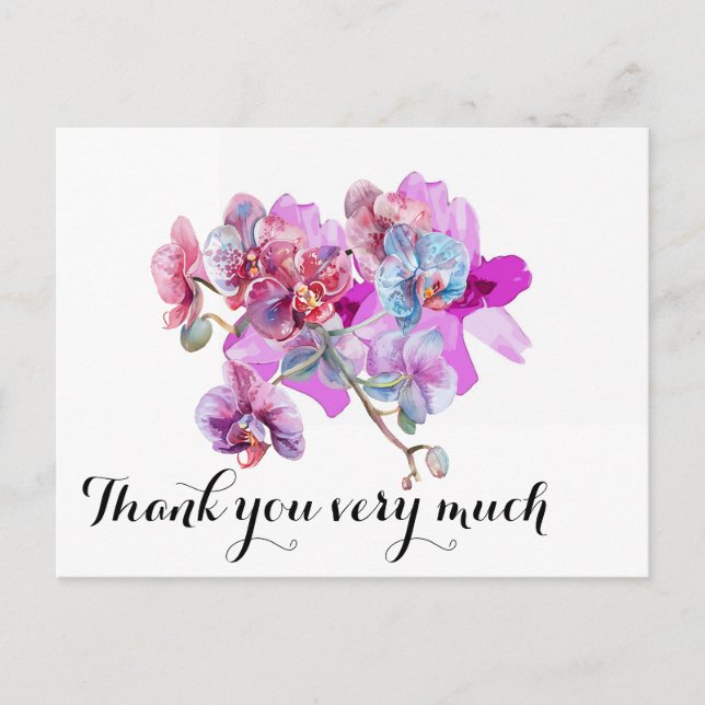 Lila orchid Blume danke Postkarte (Vorderseite)