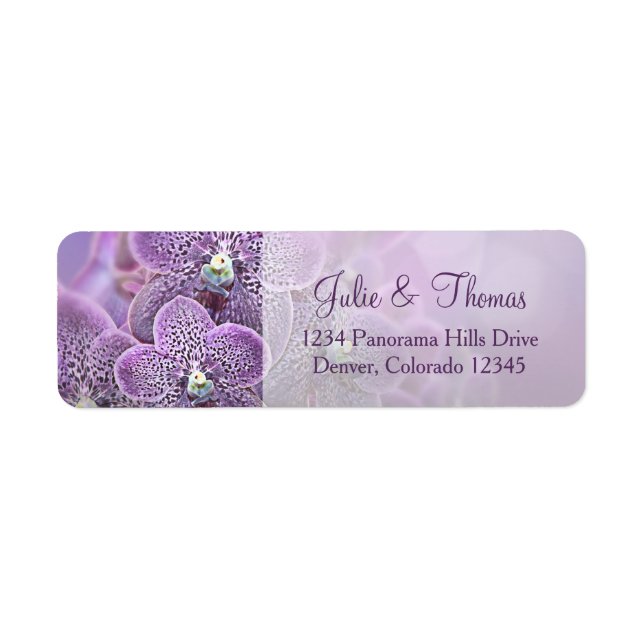 Lila Orchid-Blume Hochzeit Rücksendeadresse (Vorne)