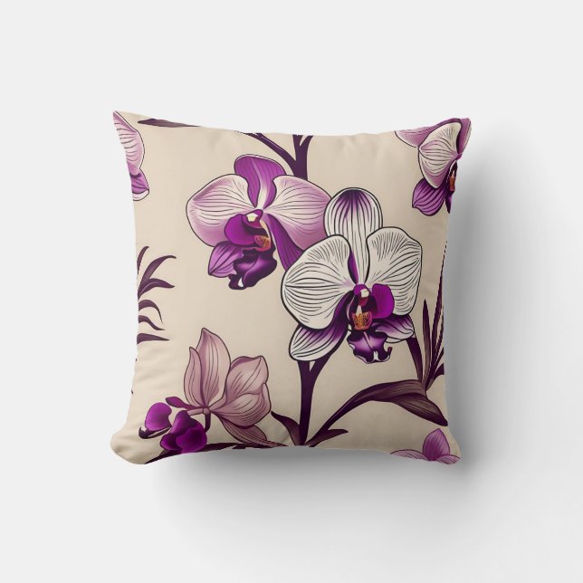 Lila Orchid-Blume Kissen (Vorderseite)