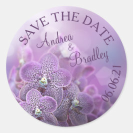Lila Orchid-Blume Personalisiert Hochzeit Runder Aufkleber