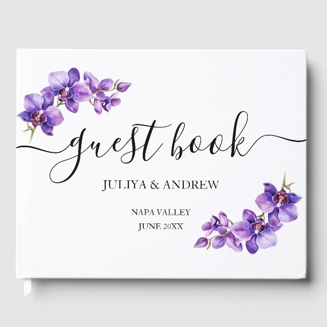 Lila Orchid-Hochzeit Gästebuch (Vorderseite)