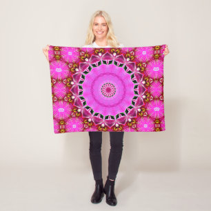 Lila Orchid Mandala Nr. 4 Fleece Blanket