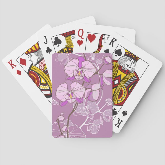 Lila Orchid-Muster Spielkarten (Rückseite)
