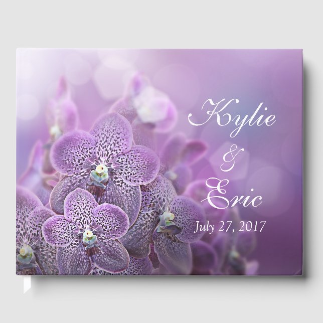 Lila Orchid Personalisiert Wedding Gästebuch (Vorderseite)