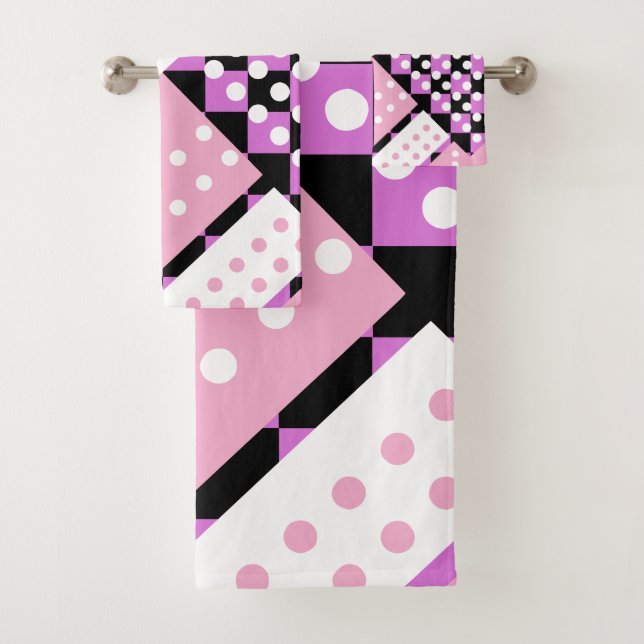 Lila, orchid rosa Punkte Badhandtuch Set (Insitu)