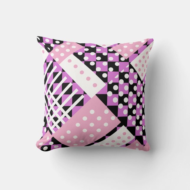 Lila, orchid rosa Punkte Kissen (Vorderseite)