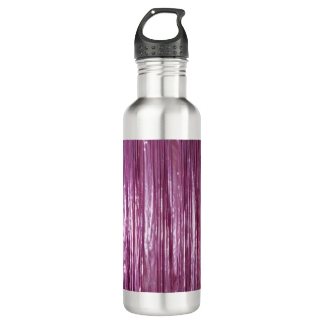 Lila orchid rosa Tinsel Streifen Edelstahlflasche (Vorderseite)