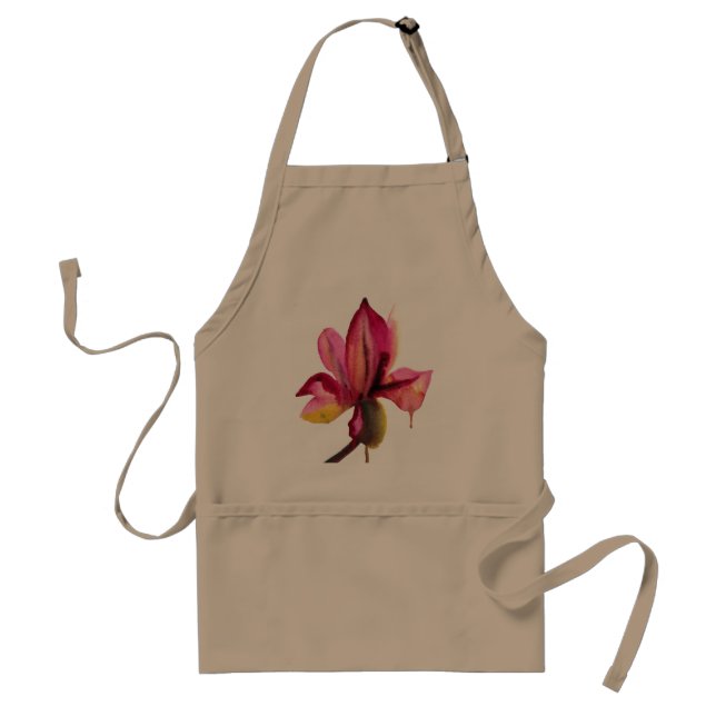 Lila Orchid Wasserfarbe Tropische Blume Schürze (Vorne)