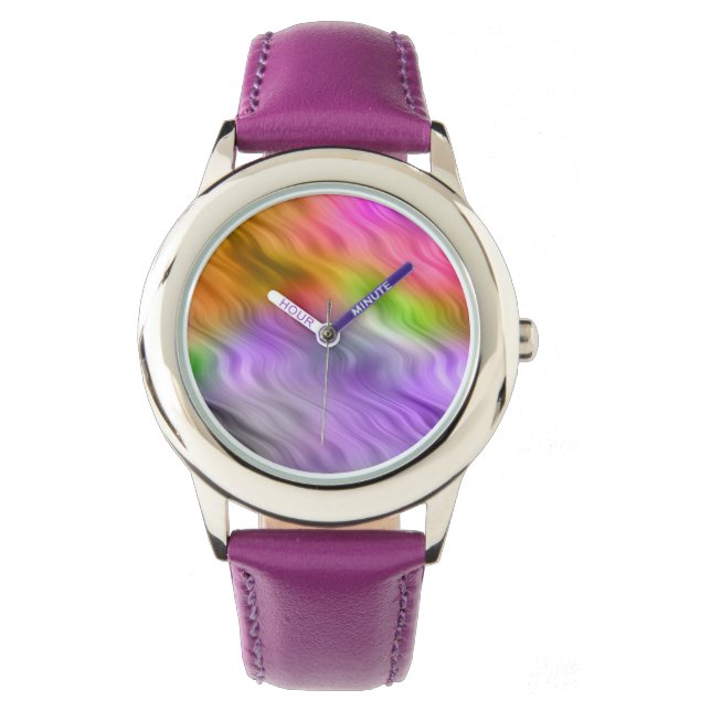 Lila Orchid Wavy Textur Armbanduhr (Vorderseite)