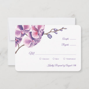 Lila Orchid Wedding RSVP Karte