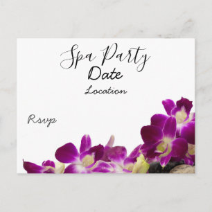 Lila Orchidee mit schwarzem Wellness-Center Party Postkarte