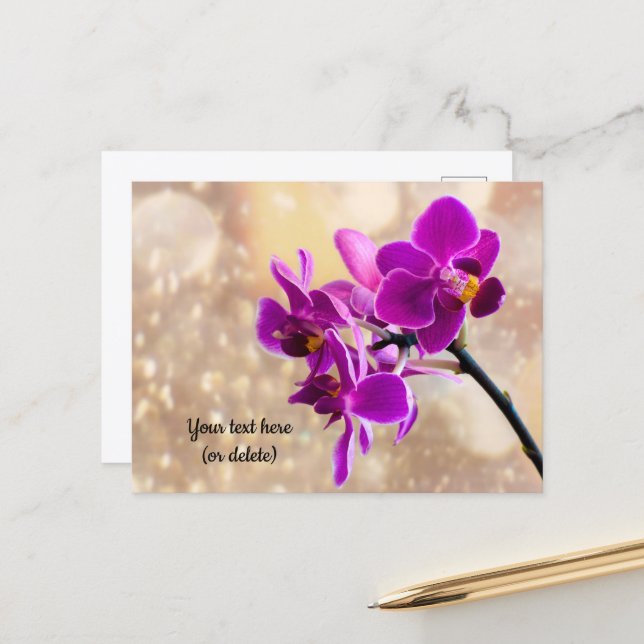 Lila Orchidee Postkarte (Vorderseite/Rückseite Beispiel)