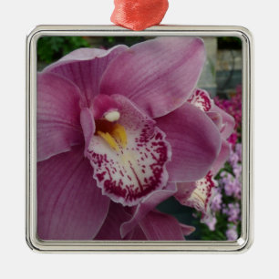 Lila Orchidee und Gartenfarben Ornament Aus Metall