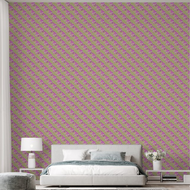 Lila Orchideen-Blume Aquarellkunst gemustert Tapete (Schlafzimmer)