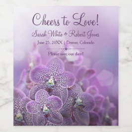 Lila Orchideen Blume Hochzeit speichern Sie das Da Weinetikett