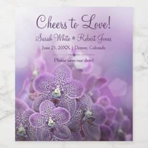 Lila Orchideen Blume Hochzeit speichern Sie das Da Weinetikett