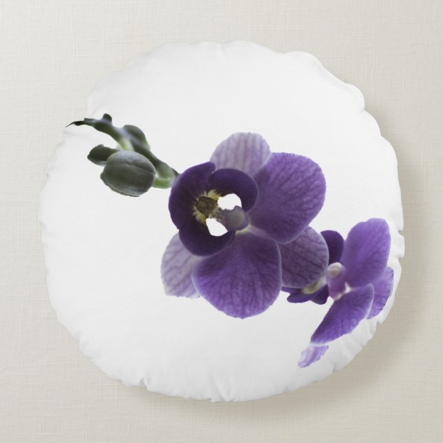 Lila Orchideen-Blume, Rundkissen Rundes Kissen (Vorderseite)