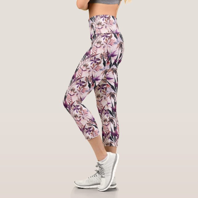 Lila Orchideen Capri Leggings (Links)
