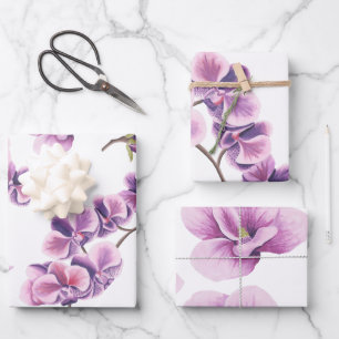 Lila-Orchideen-Geschenkpapier-Set Geschenkpapier Set