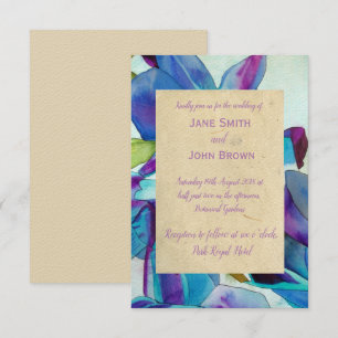 Lila Orchideen Hochzeit Aquarellkunst rustikal Einladung