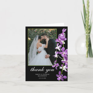 Lila Orchideen, moderne, elegante Hochzeit Danke C