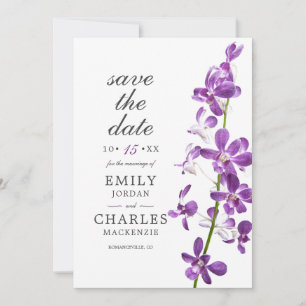 Lila Orchideen, Moderne Elegante Hochzeit Save The Date