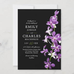 Lila Orchideen, Moderne Elegante Hochzeitseinladun Einladung