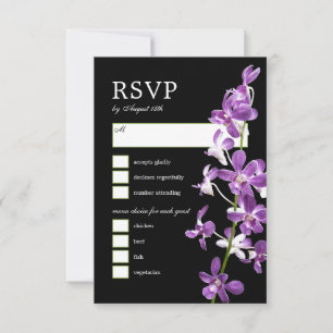Lila Orchideen, moderne elegante Hochzeitskarte RSVP Karte