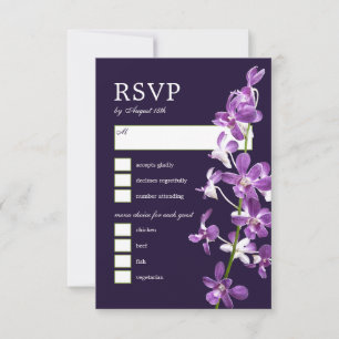 Lila Orchideen, moderne elegante Hochzeitskarte RSVP Karte