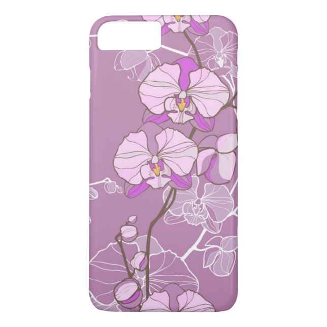 Lila Orchideen-Muster Case-Mate iPhone Hülle (Rückseite)